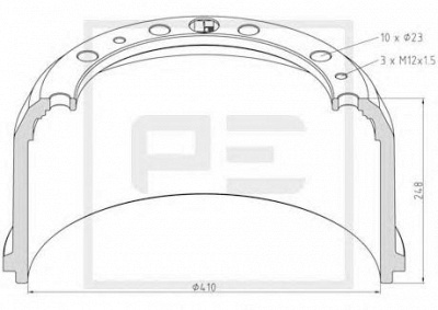 PE AUTOMOTIVE 01652300a -  Тормозной барабан